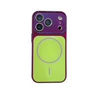 Coque de téléphone magnétique à blocs de couleur contrastés pour iPhone 18 17 16 15 14 13 Pro Max avec film de protection d'objectif scintillant et pare-chocs antichoc
