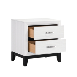 Comodino Moderno Contemporaneo con 2 Cassetti in Finitura Bianca, Mobile per Camera da Letto in Legno - Product Image 4