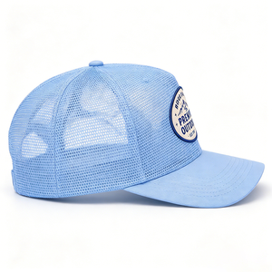 Gorra Trucker de Lona Azul Claro con Malla, Logotipo Ovalado, Estructurada de 6 Paneles, Gorra de Béisbol para Exteriores, Transpirable, Casual, Unisex - Product Image 5