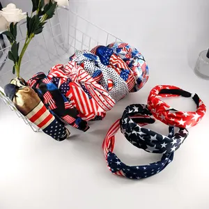 3cm wide Indenpence Day American flag fabric plastic headband for women