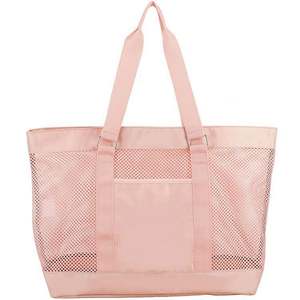 Bolso de hombro de malla hueca de gran capacidad personalizado, bolso de playa de malla para verano y exteriores - Product Image 1