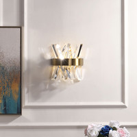 Applique murale en cristal minimaliste de luxe léger pour balcon, LED à commande tactile, blanc chaud