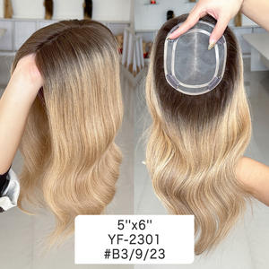 Topper capillaire prêt à expédier, Topper capillaire européen en cheveux humains, Topper mono 5*6 # B3-9-23 Couleur invisible respirante pour femmes - Product Image 3
