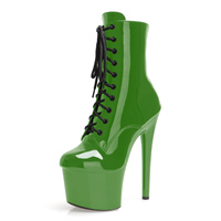 Bottines exotiques à talons de 7 pouces pour femmes, chaussures de danse gothique à lacets de 17cm