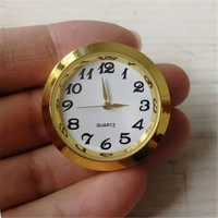 Insert de lunette de montre en métal premium de 50 mm, tête de mini-montre à quartz dorée ou argentée de 2 pouces avec pièces et accessoires à piles