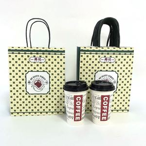 Sacs à lunch en papier kraft de haute qualité, imprimés sur mesure et recyclables, pour pizza, sushi, nouilles et salades, avec poignées en patch - Product Image 2