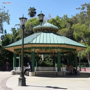Extérieur Moderne Concis Style Jardin Décor Métal Pavillon Dôme Rectangle Colonne Cadre Clôture Vert Fer Forgé Octogonal Gazebo - Product Image 3