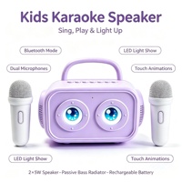Haut-parleur Karaoké Portable Intelligent pour Enfants 10W avec Diaphragme de Basses Passif, Double Micro Sans Fil, Contrôle Tactile, Résistant à l'Eau et Fonction de Vote Animé