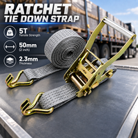 Sangle d'arrimage à cliquet robuste de 5 tonnes et 2 pouces avec cliquet galvanisé et doubles crochets en J pour la sécurisation des charges de camion