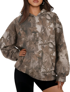 Sweat à capuche camouflage personnalisé pour <span class=keywords><strong>femme</strong></span>, sweat-shirt polaire oversize à capuche motif feuille, pull à capuche vintage imprimé graphique pour <span class=keywords><strong>femme</strong></span> avec poche - Product Image 5