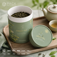 Emballage personnalisé en tube de papier de qualité alimentaire pour thé en vrac, boîte cylindrique pour thé vert avec impression de logo, FSC FDA