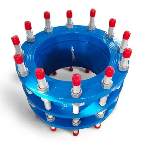 Acoplamento mecânico de tubos para desmontagem, encaixe em aço carbono, ferro dúctil, junta de flange de fundição redonda, pintura azul