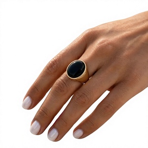 Natural Black Onyx <b>Ring</b> 3.5 Carat Oval Gemstone Signet <b>Ring</b> Bezel Set Womens <b>Statement</b> Jewelry Custom Gold Plated <b>Silver</b> <b>Ring</b> - Product Image 6