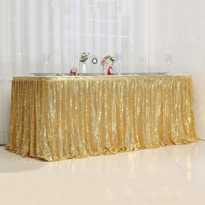 9ft Purple Sequin Table Skirt - Glitter Rectangle Tablecloth For Birthday, Wedding, Party Decor - View #7