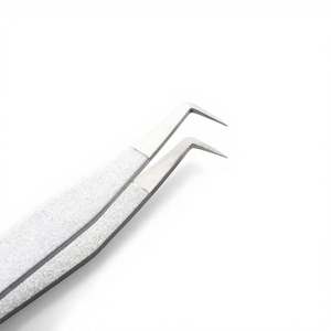 Pince à épiler TEEJAY 12 cm en acier inoxydable poli argenté pour extensions de cils, pointe lisse anti-poussière de diamant, préhension parfaite - Product Image 1