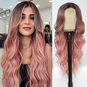 Perruque longue bouclée synthétique dorée dégradée pour femmes, cheveux blonds ondulés moyens à grands, pour femmes, filles, usage quotidien, fête - Product Image 1