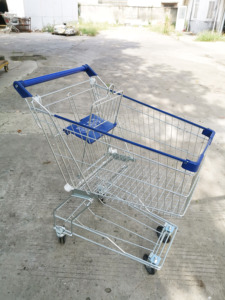 Penjualan laris 2025 keranjang belanja gaya Asia roda PU troli belanja troli dorong tangan untuk Supermarket tanpa lipat - Product Image 3