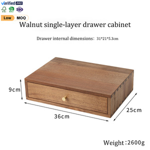 Boîte de rangement de bureau multicouche en noyer massif de haute qualité, neuve, avec tiroir, boîte de rangement premium pour cosmétiques et articles divers - Product Image 2