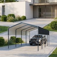 Abri de voiture en acier ondulé entièrement galvanisé, revêtu de peinture polyester, couleur crème, Eversteam ES-MGC1230 3.6x9m