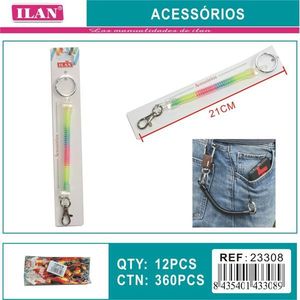 Portachiavi a molla ILAN da 21 cm con catena colorata per chiavi e portafogli - Product Image 3
