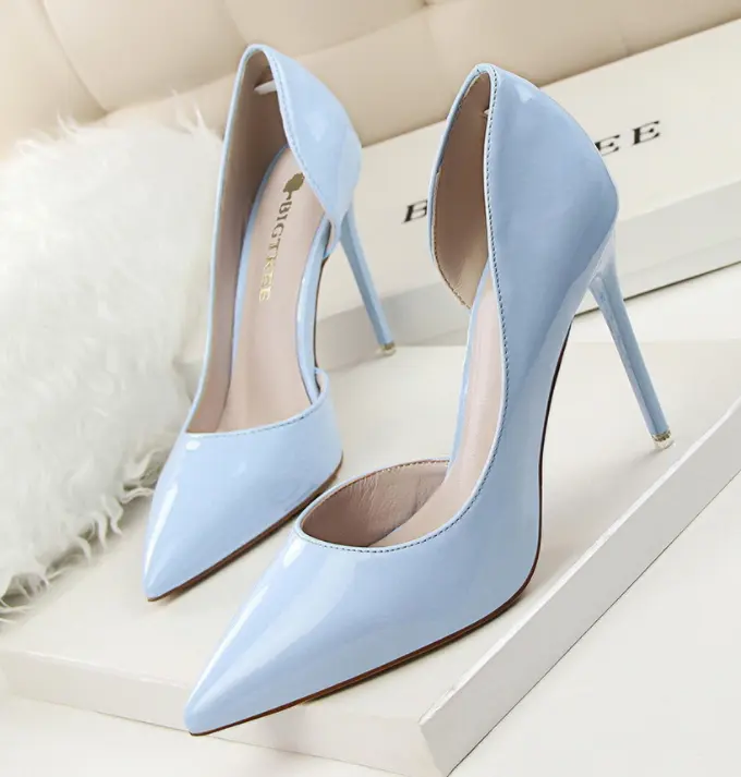 UP-0743J Korean Simple Slip on Stiletto Heeled Sandals Lady Formal High Heel Dress Pumps Shoes