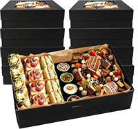 Boîte de service extérieure en carton noir avec couvercle transparent, plateaux de traiteur jetables et robustes pour plats à emporter
