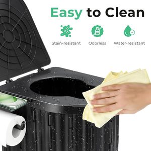 Premium compatto pieghevole WC con coperchio e supporto di carta portatile campeggio vasino per adulti per i viaggi - Product Image 2