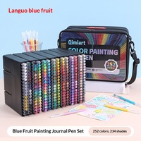 Ensemble de stylos de couleur pour étudiants Lan Guo Bamboo 252 couleurs, avec couleurs mélangables, étui de transport détachable à bandoulière/croisé