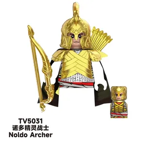 Figuras de Acción Miniatura de <span class=keywords><strong>Guerrero</strong></span> Élfico CustFig MOC, Bloques de Construcción, Accesorios de Caballeros Militares Medievales, Escudos, Arco, Lanza, Espada, ABS - Product Image 4