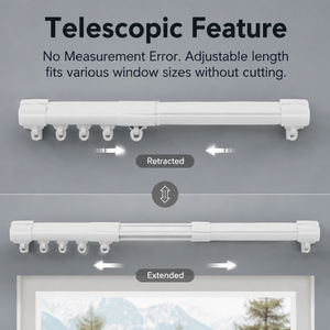 <span class=keywords><strong>Rail</strong></span> de rideau extensible en aluminium, silencieux et réglable, <span class=keywords><strong>pour</strong></span> la vente en gros aux détaillants et aux magasins internationaux - Product Image 2
