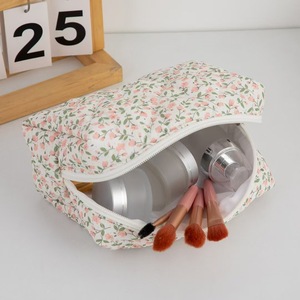Monogramme brodé Floral maquillage sac grande capacité <span class=keywords><strong>pochette</strong></span> femmes filles voyage Portable cosmétique sacs étuis - Product Image 3