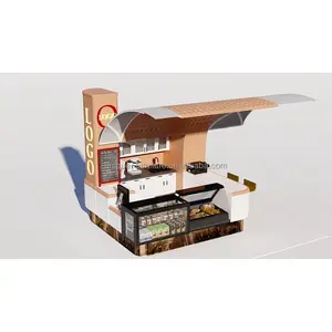 خزانة عرض للمخابز بتصميم شائع ، كشك خشبي للكب كيك مع حامل بيتزا حديث ، فكرة كشك طعام