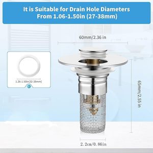 Phổ phòng tắm bồn rửa Stopper tóc Catcher cống Lọc tóc Lọc Pop Stopper cho lưu vực cống - Product Image 2