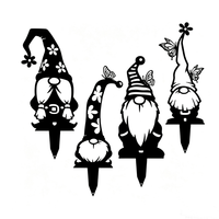 Décoration de jardin personnalisée en fer forgé vintage : gnome, piquet décoratif en métal pour pelouse, allée et porche extérieurs
