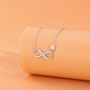 925 alla moda argento Sterling infinito numero 8 ciondolo personalizzabile pietra colore 4mm Cz collana da donna gioielli - Product Image 2