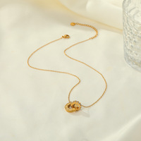 LOVE Vente en gros Collier avec pendentif double cercle en acier inoxydable plaqué or 18 carats, chaîne fine, bijoux pour couple, accessoires pour femmes