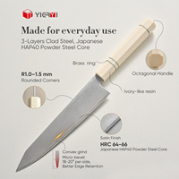 Ensemble de couteaux de cuisine japonais Gyuto Santoku Petty, 3 pièces, acier HAP40 à 3 couches, manche en résine ivoire, haute dureté
