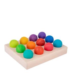 12 boules arc-<span class=keywords><strong>en</strong></span>-ciel Montessori outil d'enseignement perles roulantes Puzzle pour enfants blocs de construction boules <span class=keywords><strong>en</strong></span> <span class=keywords><strong>bois</strong></span> massif colorées - Product Image 5