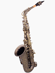 Saxophone alto finition bronze antique, corps en laiton, motif floral gravé, style vintage, tonalité EB, embouchure réglable en PMMA - Product Image 6