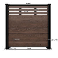 Panneau de clôture de jardin en composite bois-plastique de 1,80 m pour extérieur, balcon, mur, système de sécurité, poteau en aluminium, minimaliste