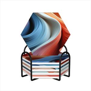 Custom image Set of 6 Hexagon <b>Ceramic</b> <b>Coasters</b> for Hotels and Restaurants - Product Image 2