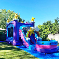 Maison gonflable de rebond de PVC de château de videur combiné de niveau avec le château sautant de glissière pour des enfants