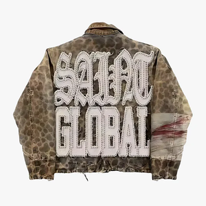 Vestes en jean léopard personnalisées pour <span class=keywords><strong>homme</strong></span>, fermeture éclair, streetwear, effet vieilli, vintage, brodées, surdimensionnées, veste à fermeture éclair guépard pour <span class=keywords><strong>homme</strong></span> - Product Image 2