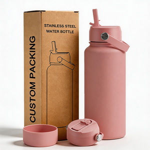 Bouteille isotherme personnalisée à revêtement doux, grande capacité 22oz 32oz 40oz, avec couvercle à <span class=keywords><strong>paille</strong></span>, en acier inoxydable, pour boissons et eau - Product Image 1