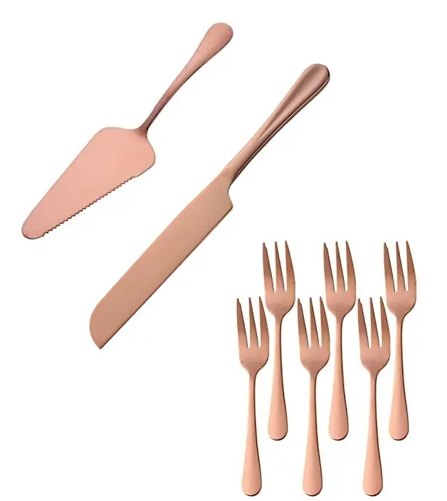 Stainless Steel Cake Tool Pizza Cake Knife Server Fork Set For Six People