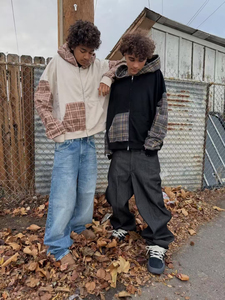 Fabricants de vêtements <span class=keywords><strong>Zom</strong></span>, sweat à capuche personnalisé en molleton français <span class=keywords><strong>100</strong></span>% coton, à fermeture éclair, design personnalisé, patchwork, couleur contrastée - Product Image 2