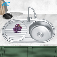 Liangshun K-8143S nouveau style évier de cuisine à bol unique en acier inoxydable avec égouttoir sans robinet