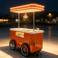 Chariot à glace italien, présentoir à crème glacée, chariot à gelato avec évier à vendre