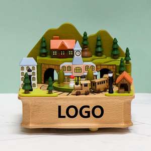 Cajas Musicales de Madera con Tren Mecánico de Madera con Logotipo Personalizado RTS, con Tren Giratorio, Ecológicas - Product Image 1