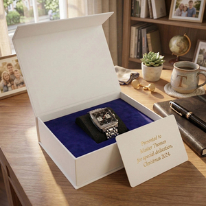 Premium Luxury <b>Magnetic</b> <b>Gift</b> <b>Box</b> Custom Logo Black Paper Cardboard Jewelry Packaging <b>Box</b> For Watch Embossed Handling - Product Image 1